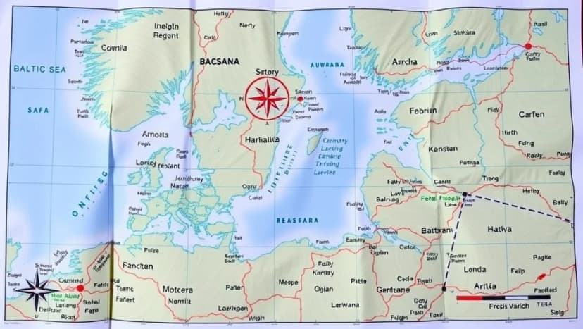 Karta över Östersjön visar alla länder